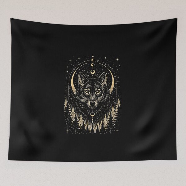 Item preview, Mystic Wolf Moon Phases Vintage Celestial Art designed and sold by Mystic & Celestial Art.