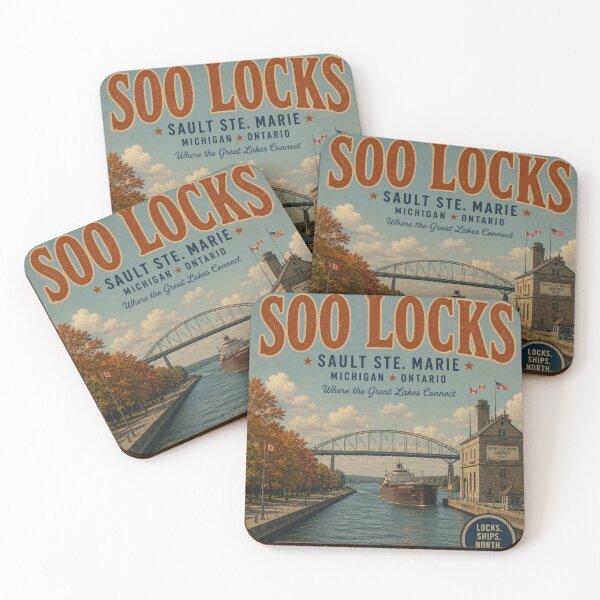 Item preview, Soo Locks Travel Destination Poster designed and sold by greatlakesimage.