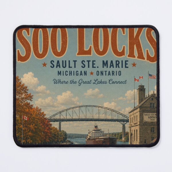 Item preview, Soo Locks Travel Destination Poster designed and sold by greatlakesimage.