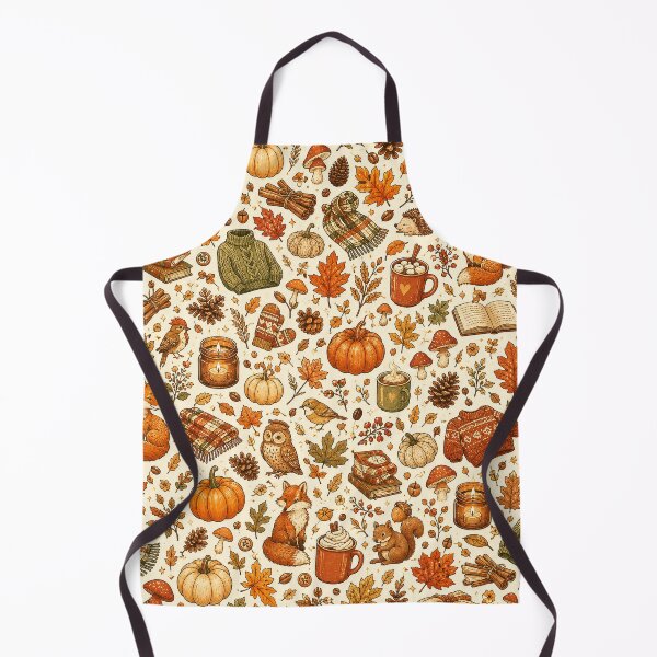 Item preview, Cottagecore Fall Forest Animal Pattern – Vintage Pumpkins & Leaves designed and sold by OpenDreamArts.