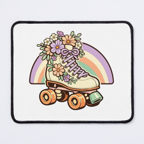 Item preview, Vintage Floral Roller Skate – Pastel Retro Badge designed and sold by Timeless Junction.