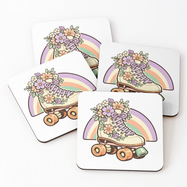 Item preview, Vintage Floral Roller Skate – Pastel Retro Badge designed and sold by Timeless Junction.