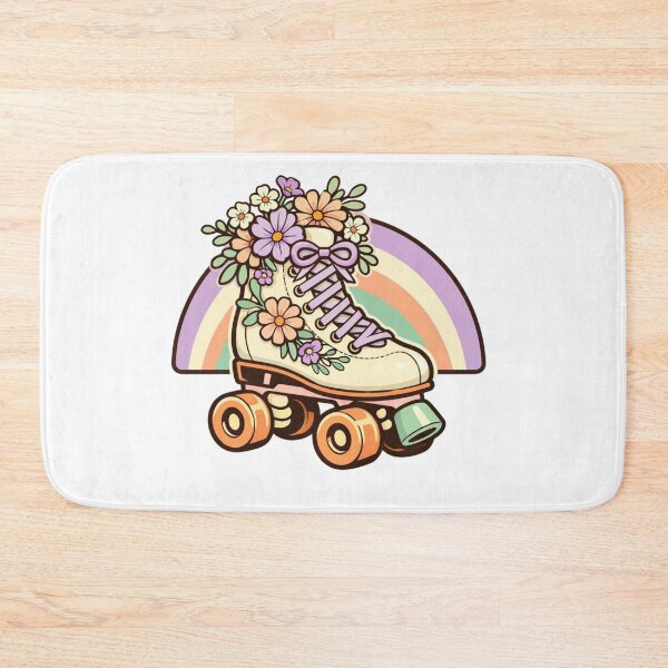Item preview, Vintage Floral Roller Skate – Pastel Retro Badge designed and sold by Timeless Junction.