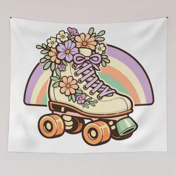 Item preview, Vintage Floral Roller Skate – Pastel Retro Badge designed and sold by Timeless Junction.