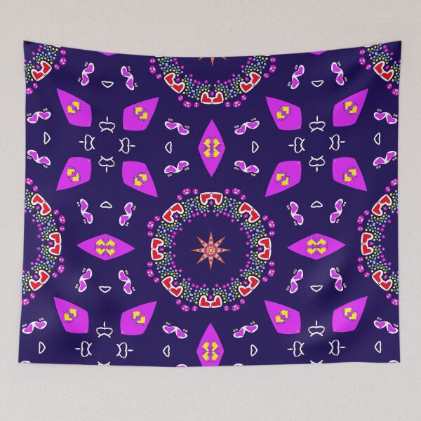 Item preview, Vibrant Navy Blue and Magenta Heart Mandala Pattern designed and sold by Tinsleybluebell.