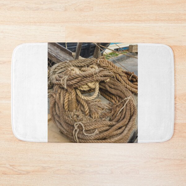 Item preview, Coiled Hemp Rope On Wooden Crate At Rustic Dockside For Nautical Fishing Mooring designed and sold by Nmallia.