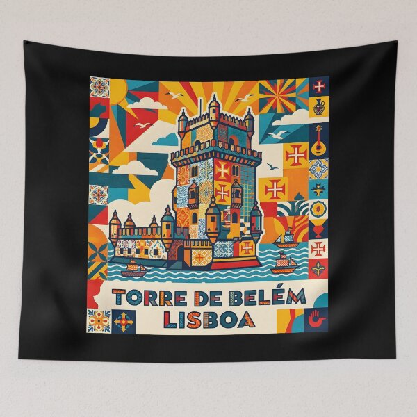 Item preview, Lisbon Belem Tower Geometric Portugal Tile Art designed and sold by PauloCostaDias.