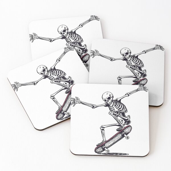 Item preview, Skeleton Skateboarding Black and White Skull Skater Illustration designed and sold by redblink store.