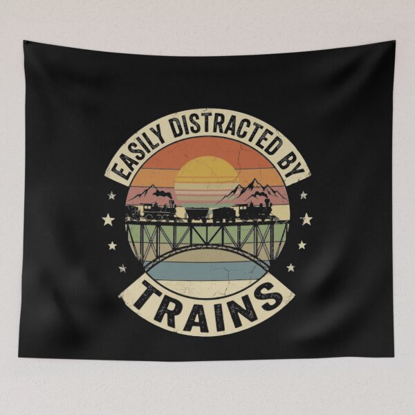 Item preview, Easily Distracted By Trains Train Lover Railfan Hobbyist designed and sold by JonesFlora2025.
