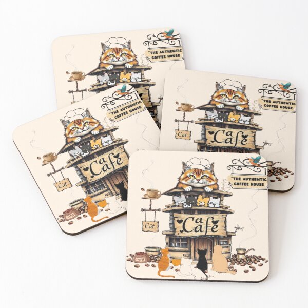 Item preview, The Authentic Coffee House Cute Cats Coffee Barista Kitten Art designed and sold by hoodiehood.