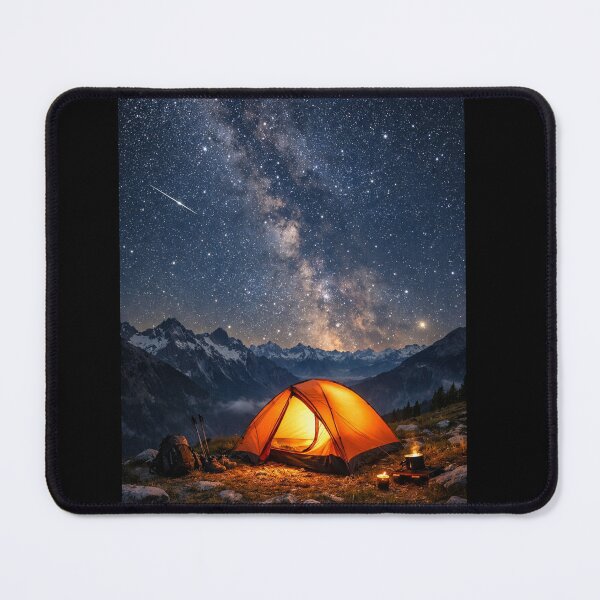 Item preview, Mountain Stargazer Badge – Cosmic Tent & Telescope Design designed and sold by Timeless Junction.