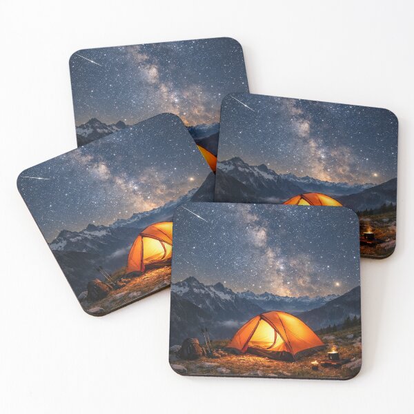 Item preview, Mountain Stargazer Badge – Cosmic Tent & Telescope Design designed and sold by Timeless Junction.