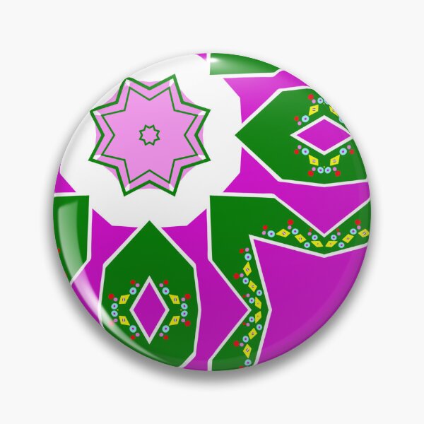 Item preview, Vibrant Magenta and Green Geometric Star Mandala Pattern designed and sold by Tinsleybluebell.