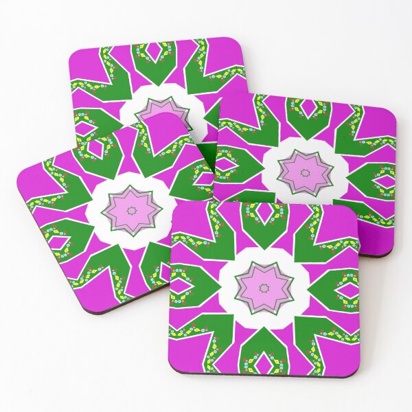 Item preview, Vibrant Magenta and Green Geometric Star Mandala Pattern designed and sold by Tinsleybluebell.