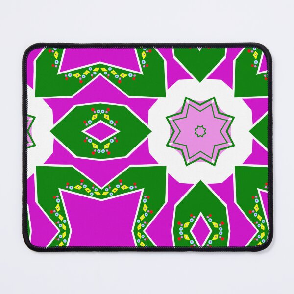 Item preview, Vibrant Magenta and Green Geometric Star Mandala Pattern designed and sold by Tinsleybluebell.