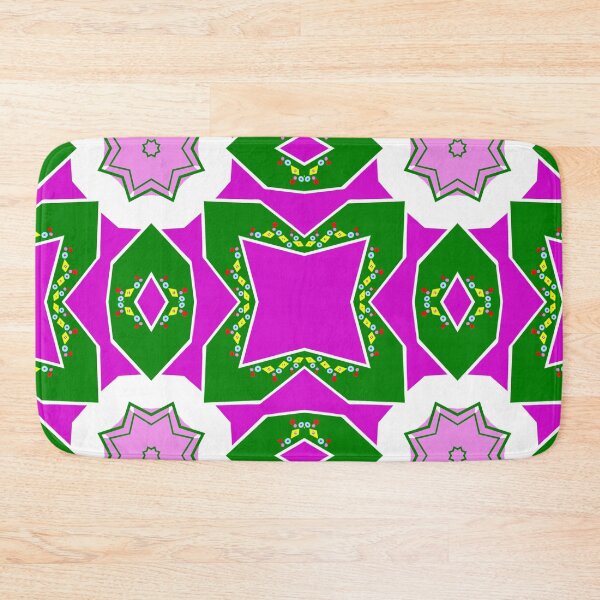 Item preview, Vibrant Magenta and Green Geometric Star Mandala Pattern designed and sold by Tinsleybluebell.
