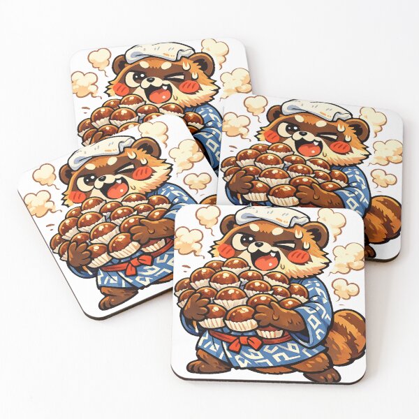 Item preview, Kawaii Tanuki with Onsen Manju Sticker | Funny Japanese Hot Spring Meme Animal designed and sold by kawaii animal store (in Japan).