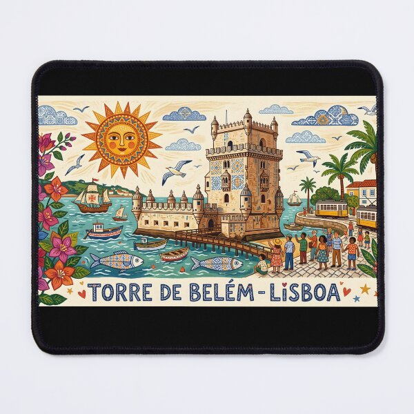 Item preview, Lisbon Belem Tower Vintage Folk Art Illustration designed and sold by Paulo Costa Dias.