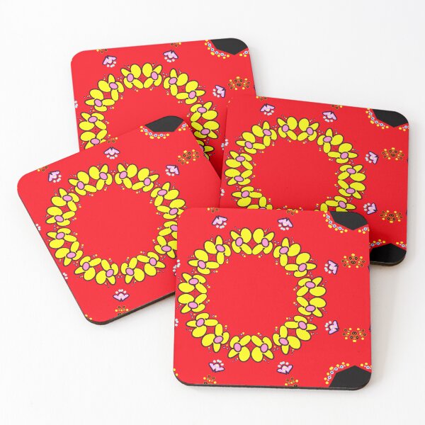 Item preview, Red and Yellow Flower Ring Mandala Pattern designed and sold by Tinsleybluebell.