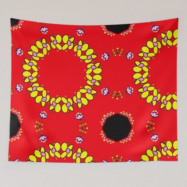 Item preview, Red and Yellow Flower Ring Mandala Pattern designed and sold by Tinsleybluebell.