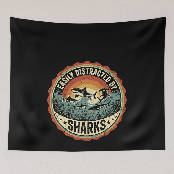 Item preview, Easily Distracted By Sharks Ocean Lover Marine Life Enthusiast designed and sold by HumansStuck12.