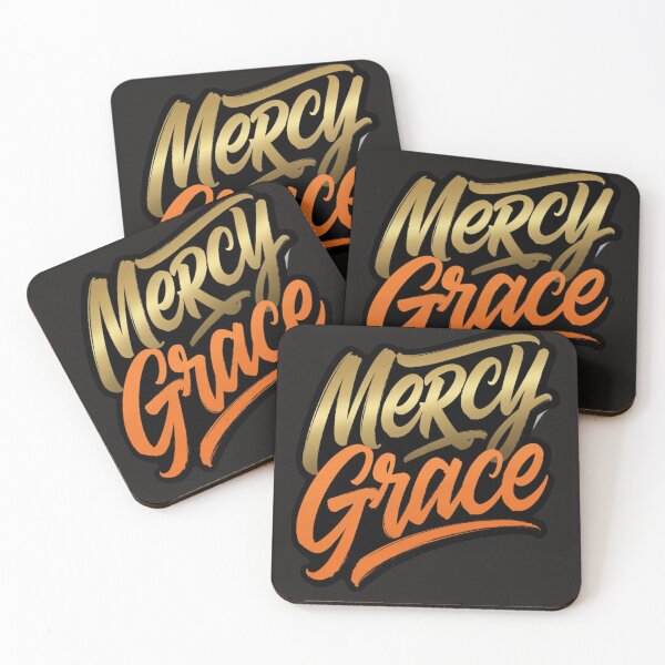 Item preview, Mercy Grace,  Brush Script Logo | Gold & Orange Typography Design designed and sold by KINGDOM GOLD STUDIO.