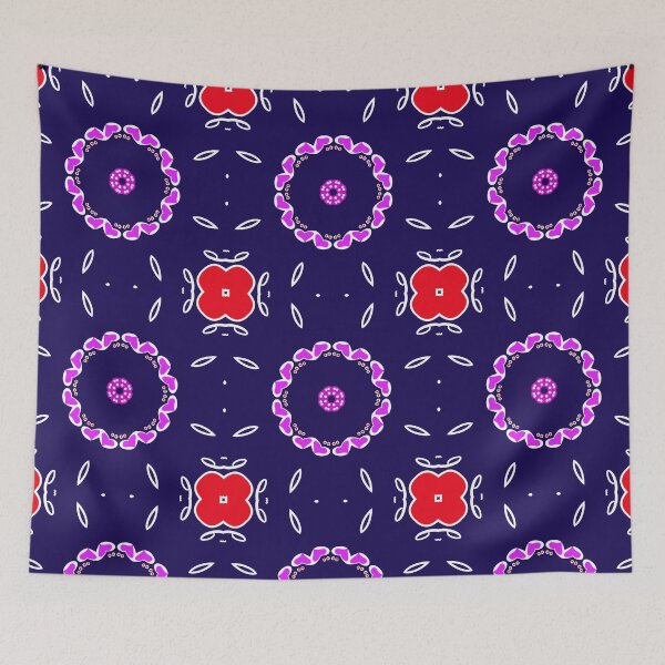 Item preview, Navy and Magenta Heart Mandala Pattern designed and sold by Tinsleybluebell.