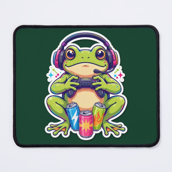 Item preview, Cute Gamer Frog with Headset | Energy Drink Gaming Buddy designed and sold by PatsiRose.