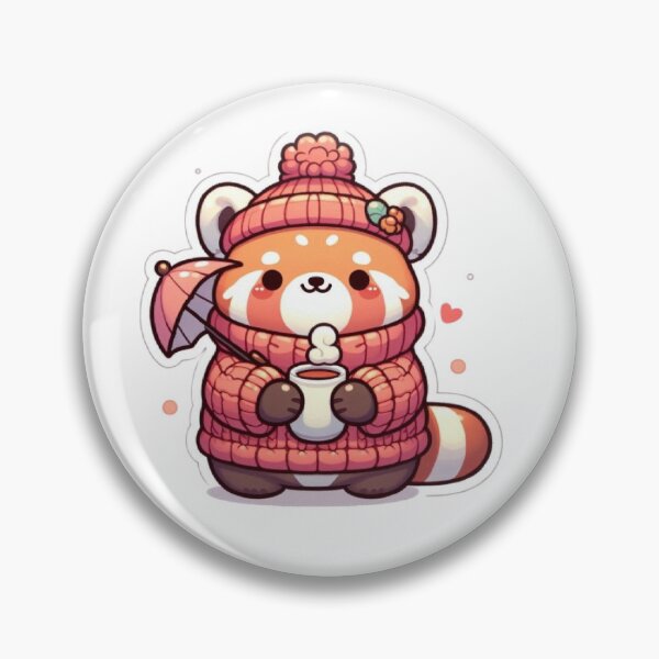 Item preview, Cozy Red Panda with Coffee & Umbrella | Cute Kawaii designed and sold by vigzhifushions.
