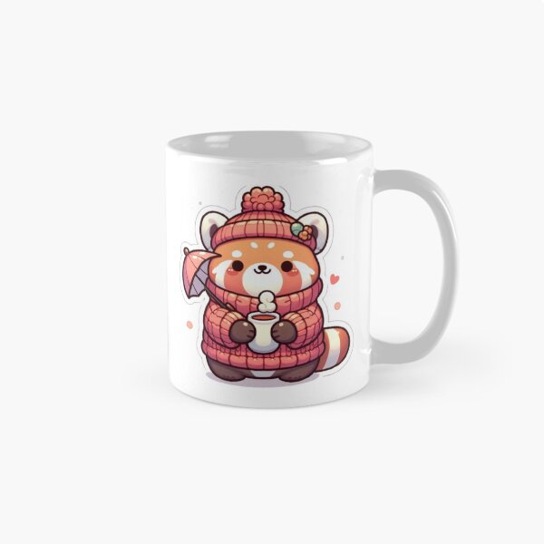 Item preview, Cozy Red Panda with Coffee & Umbrella | Cute Kawaii designed and sold by vigzhifushions.