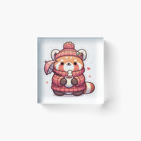 Item preview, Cozy Red Panda with Coffee & Umbrella | Cute Kawaii designed and sold by vigzhifushions.