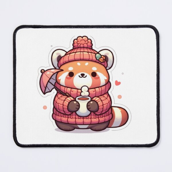 Item preview, Cozy Red Panda with Coffee & Umbrella | Cute Kawaii designed and sold by vigzhifushions.