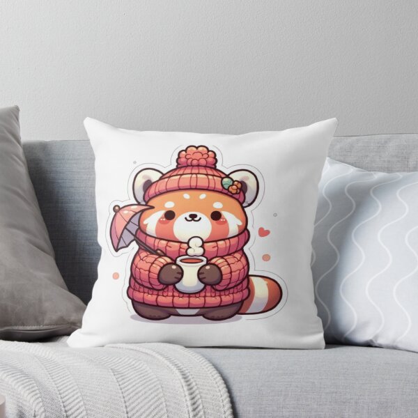 Item preview, Cozy Red Panda with Coffee & Umbrella | Cute Kawaii designed and sold by vigzhifushions.