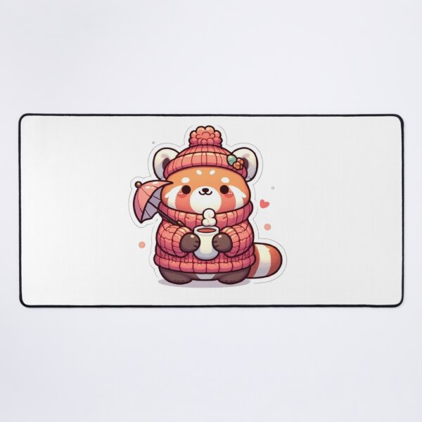 Item preview, Cozy Red Panda with Coffee & Umbrella | Cute Kawaii designed and sold by vigzhifushions.