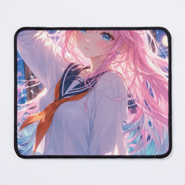 Item preview, Dreamy Neon Night Anime Schoolgirl | Original Kawaii Anime Girl Art designed and sold by Sticleg.