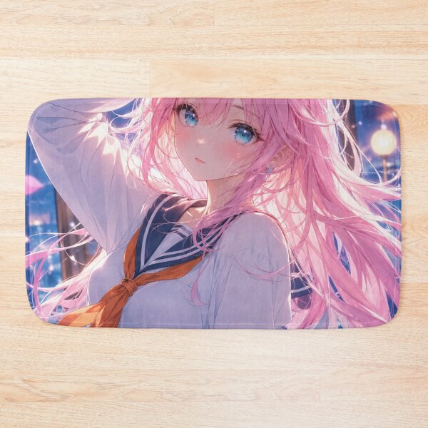 Item preview, Dreamy Neon Night Anime Schoolgirl | Original Kawaii Anime Girl Art designed and sold by Sticleg.