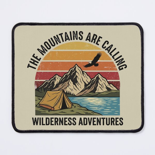 Item preview, The Mountains Are Calling Vintage Retro Camping Sunset Arch Badge designed and sold by PACS0011.