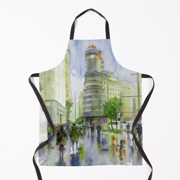 Item preview, Gran Vía Madrid Rainy Street Watercolor designed and sold by caracatita75.