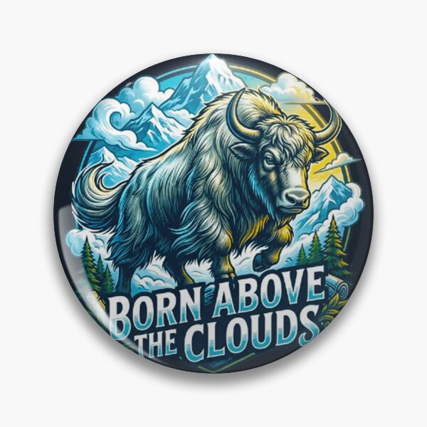 Item preview, Born Above The Clouds Majestic Yak Vintage Himalayan Mountain Retro Badge designed and sold by MT-Hub | Art for Every Soul.