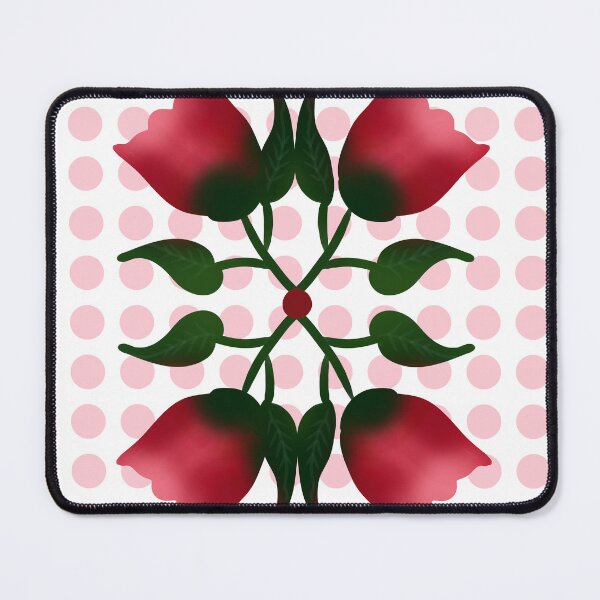 Item preview, Retro Red Floral Folk Art with Pink Polka Dot Pattern designed and sold by HopeAndHustle.
