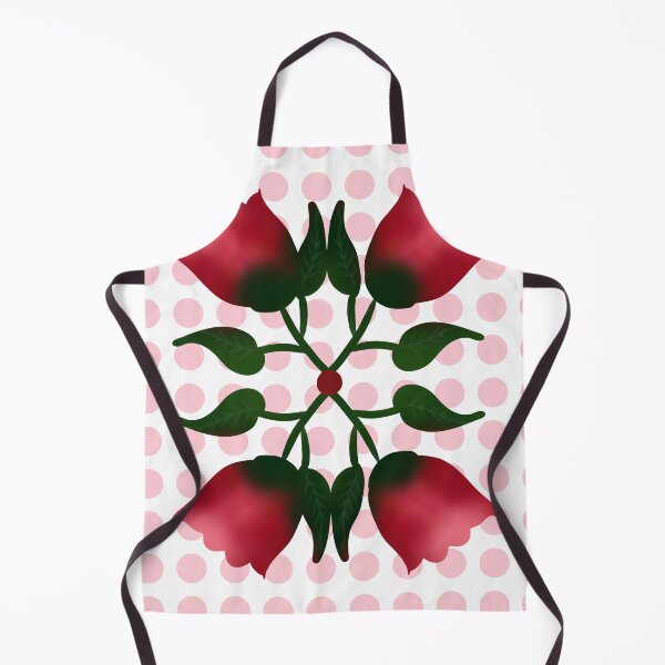 Item preview, Retro Red Floral Folk Art with Pink Polka Dot Pattern designed and sold by HopeAndHustle.