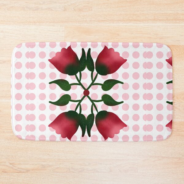 Item preview, Retro Red Floral Folk Art with Pink Polka Dot Pattern designed and sold by HopeAndHustle.
