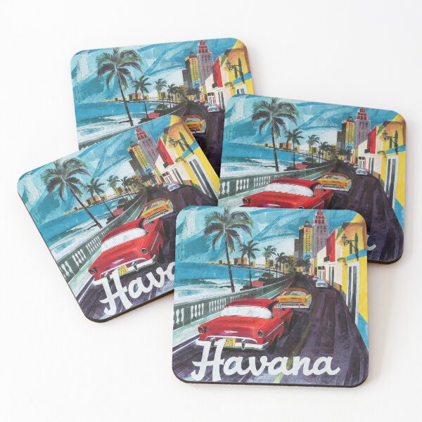 Item preview, Havana – Vintage Painted Travel Art Print | Cuba Classic Car Poster designed and sold by OzzFrequency.