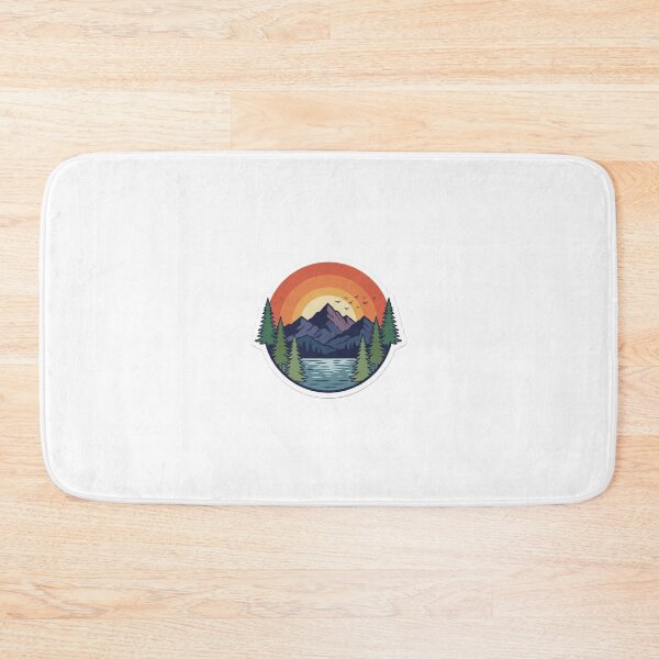 Item preview, Retro Mountain Sunset Sticker | Vintage Nature Landscape | Lake & Pine Forest Adventure Decal designed and sold by AdityaShop18.