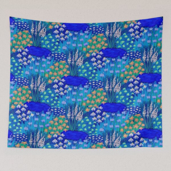 Item preview, Vibrant Blue Garden - Floral Seamless Repeat Pattern designed and sold by NaliniLe.