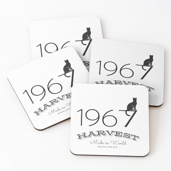 Item preview, 1967 numbers and black cat on white background ,7 lives harvest  designed and sold by wallartofmio.
