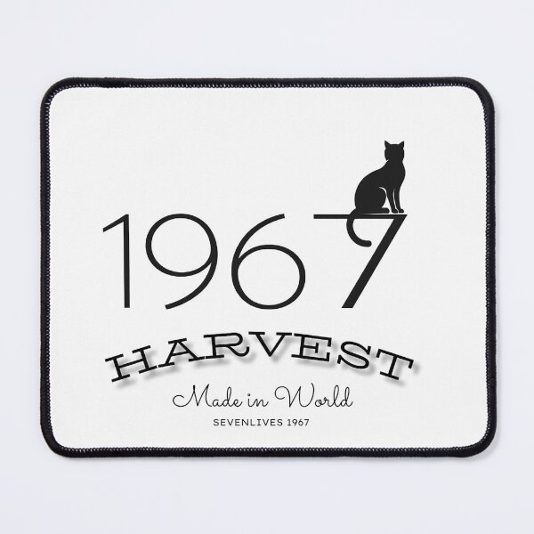 Item preview, 1967 numbers and black cat on white background ,7 lives harvest  designed and sold by wallartofmio.