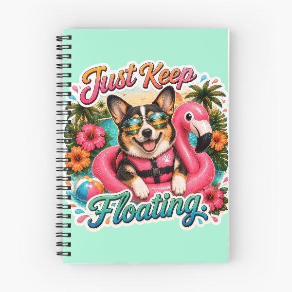 Item preview, Just Keep Floating – Funny Summer Tricolor Corgi on Flamingo Float designed and sold by DailyStruggleCo.