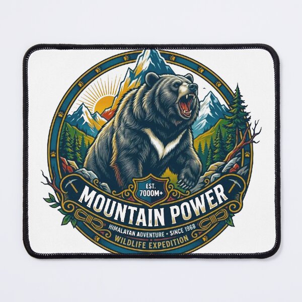 Item preview, Mountain Power Roaring Himalayan Black Bear Vintage Wilderness Retro Badge designed and sold by MT-Hub | Art for Every Soul.