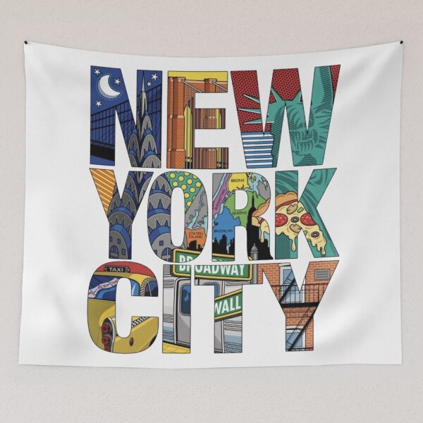 Item preview, New York City Vintage Travel Typography Art Retro NYC Skyline Lettering Design designed and sold by ZyloPrints.